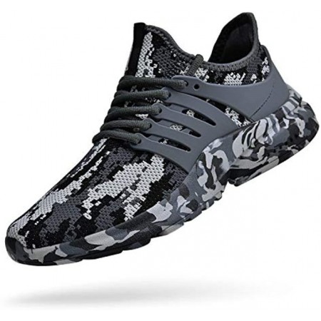 Men's Non Slip Gym Sneakers Lightweight Breathable Athletic Running Walking Tennis Shoes Camouflage Grey