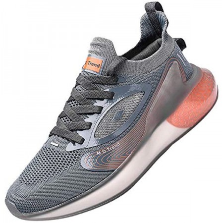 Men's Running Shoes Breathable Air Cushion Sneakers Grey-Orange