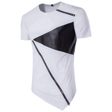 Summer New Men's Fashion Hip-Hop Round Neck Stylish Personality Hem Short-Sleeved T-Shirt