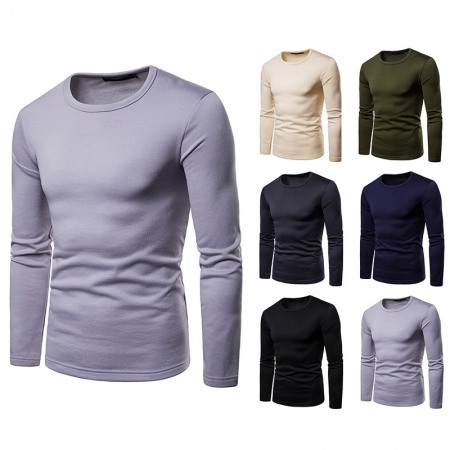 Men's Plus Size Velvet Warm Round Neck Long Sleeve T-Shirt Bottoming Shirt