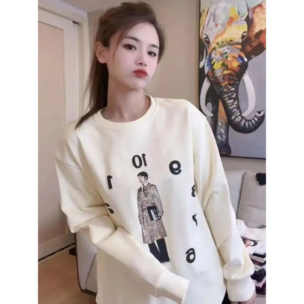 Women Fashion Printed Hoodie Long-Sleeve Top